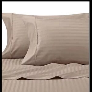 Wamsutta Pima Cott Pillow Cases King Pair 625 Thread Count Taupe Stripe New